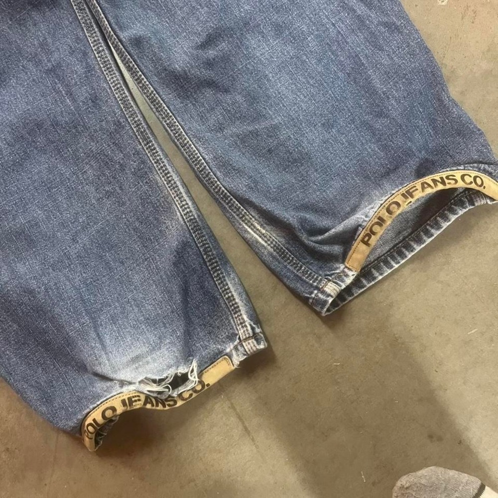 Vintage Polo jeans co men's blue distressed carpenter jeans 90s loop 34 - Picture 2 of 8
